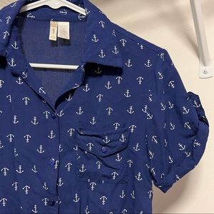 Cute Anchors Tied Crop Top